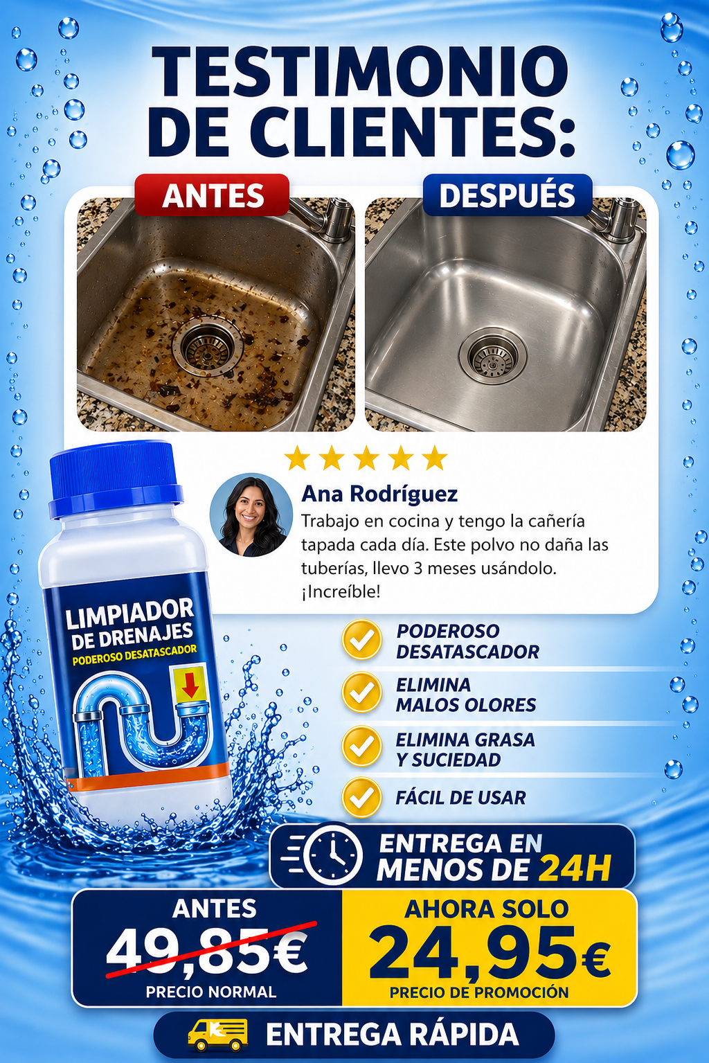 🔥 EL DESATASCADOR MÁS POTENTE DEL MOMENTO. 💥 ¡Llévate 4 por el Precio de 1!  🚨 PROMOCIÓN SOLO HOY 🚨