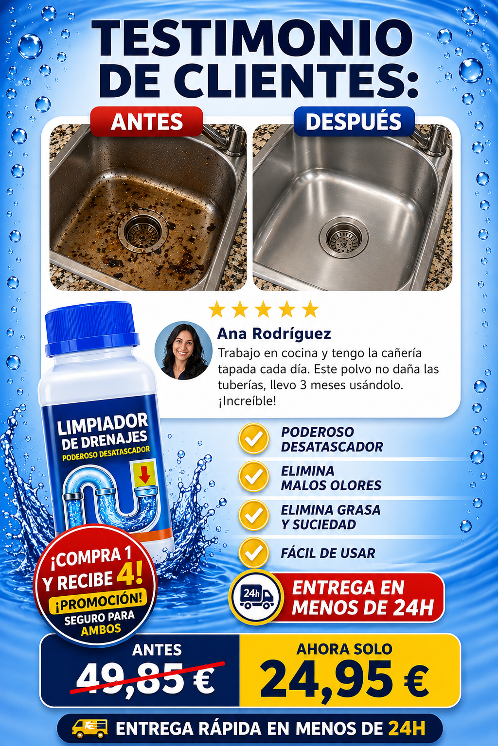 🔥 EL DESATASCADOR MÁS POTENTE DEL MOMENTO. 💥 ¡Llévate 4 por el Precio de 1!  🚨 PROMOCIÓN SOLO HOY 🚨