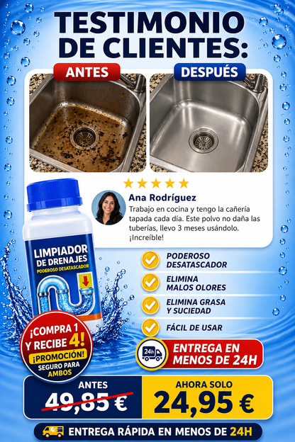 🔥 EL DESATASCADOR MÁS POTENTE DEL MOMENTO. 💥 ¡Llévate 4 por el Precio de 1!  🚨 PROMOCIÓN SOLO HOY 🚨