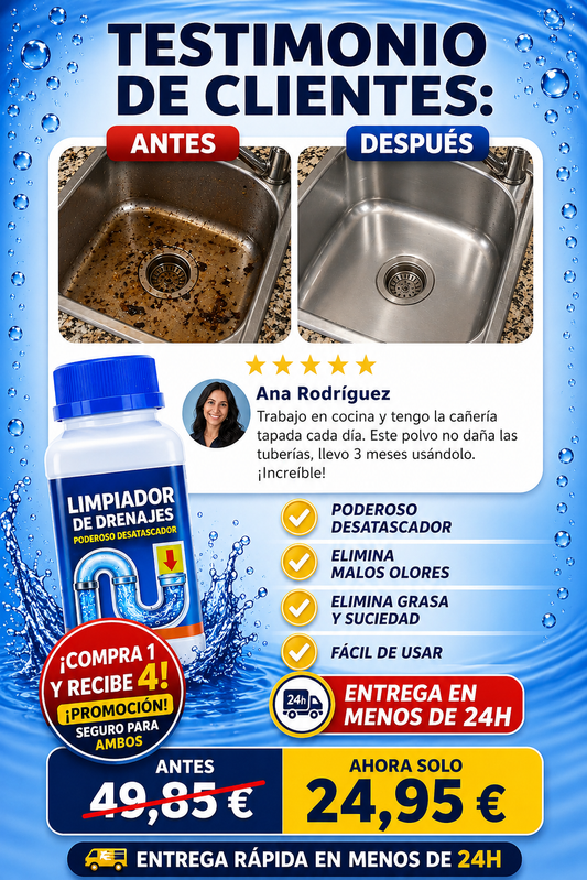 🔥 EL DESATASCADOR MÁS POTENTE DEL MOMENTO. 💥 ¡Llévate 4 por el Precio de 1!  🚨 PROMOCIÓN SOLO HOY 🚨