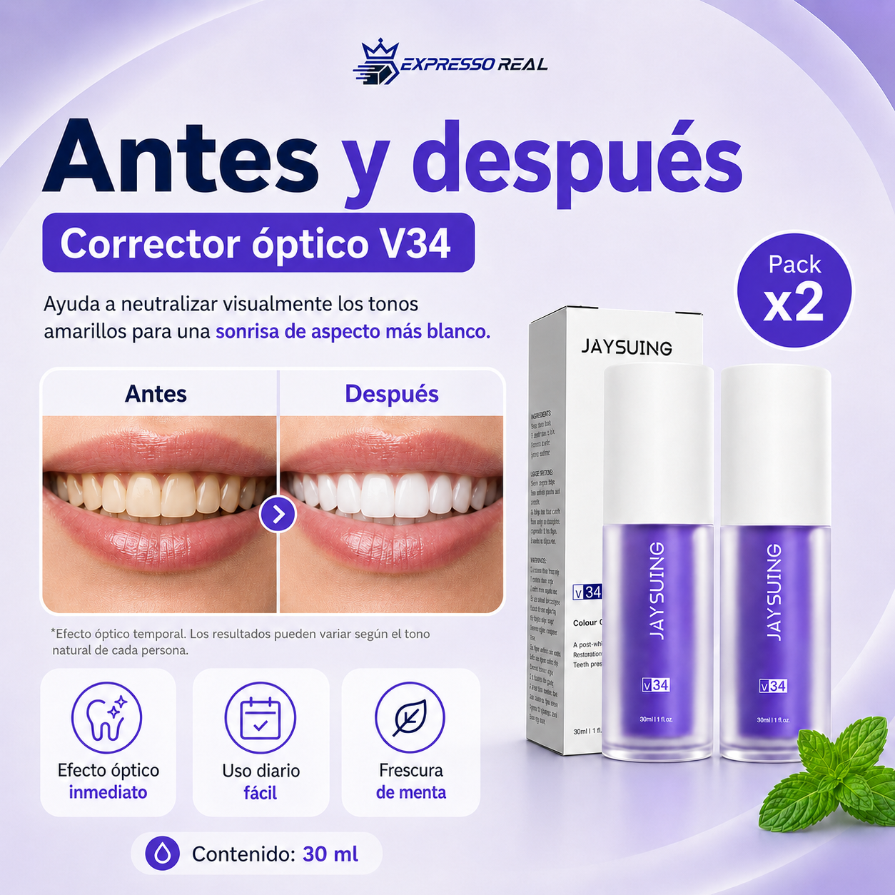 Corrector Dental V34 para Sonrisa Más Blanca