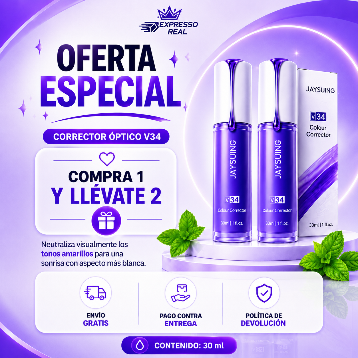 Corrector Dental V34 para Sonrisa Más Blanca