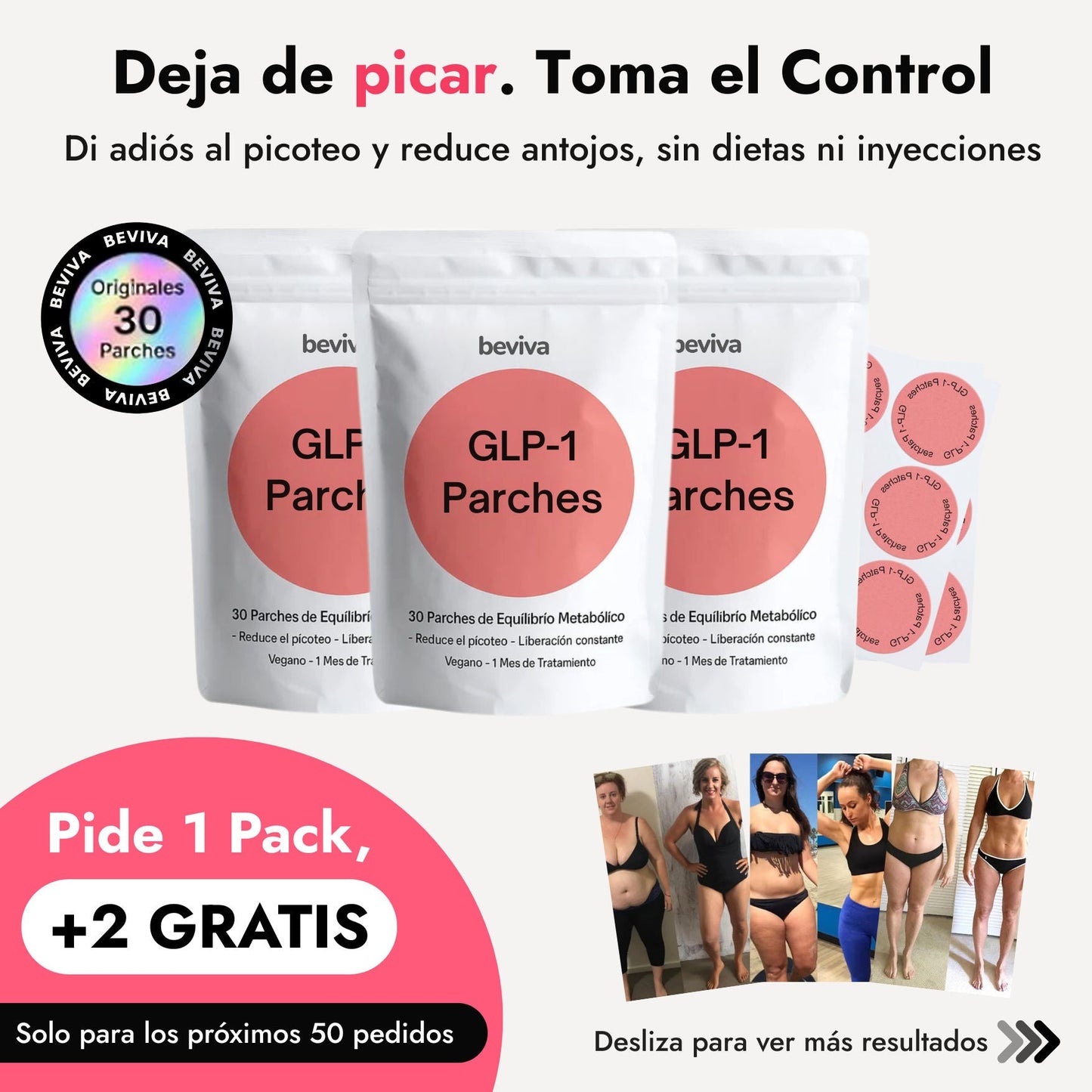 Control del Apetito y Apoyo para Pérdida de Peso  |  GLP-1 Parches Adelgazantes – 30 Unidades + 60 GRATIS